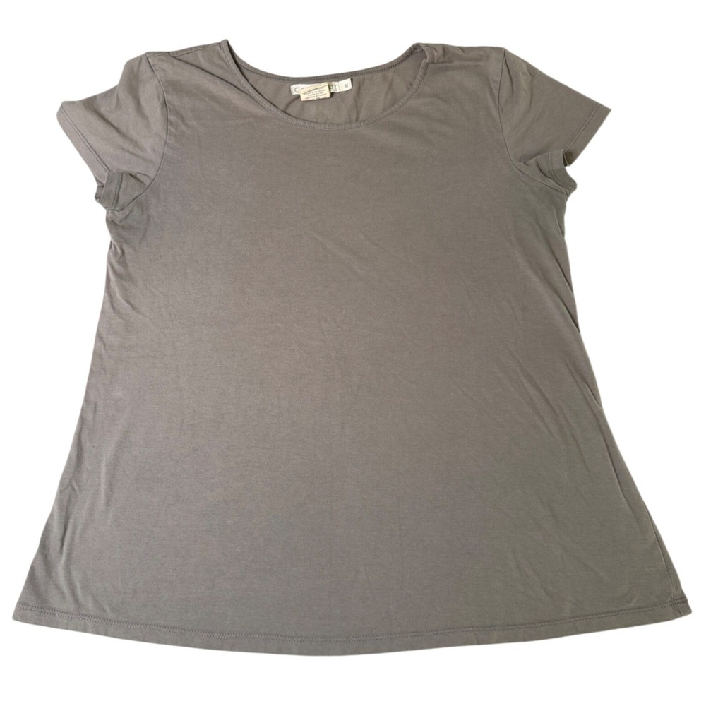 Coyuchi Womens Organic Cotton Short Sleeve Tee Shirt Taupe Gray Size M‎
